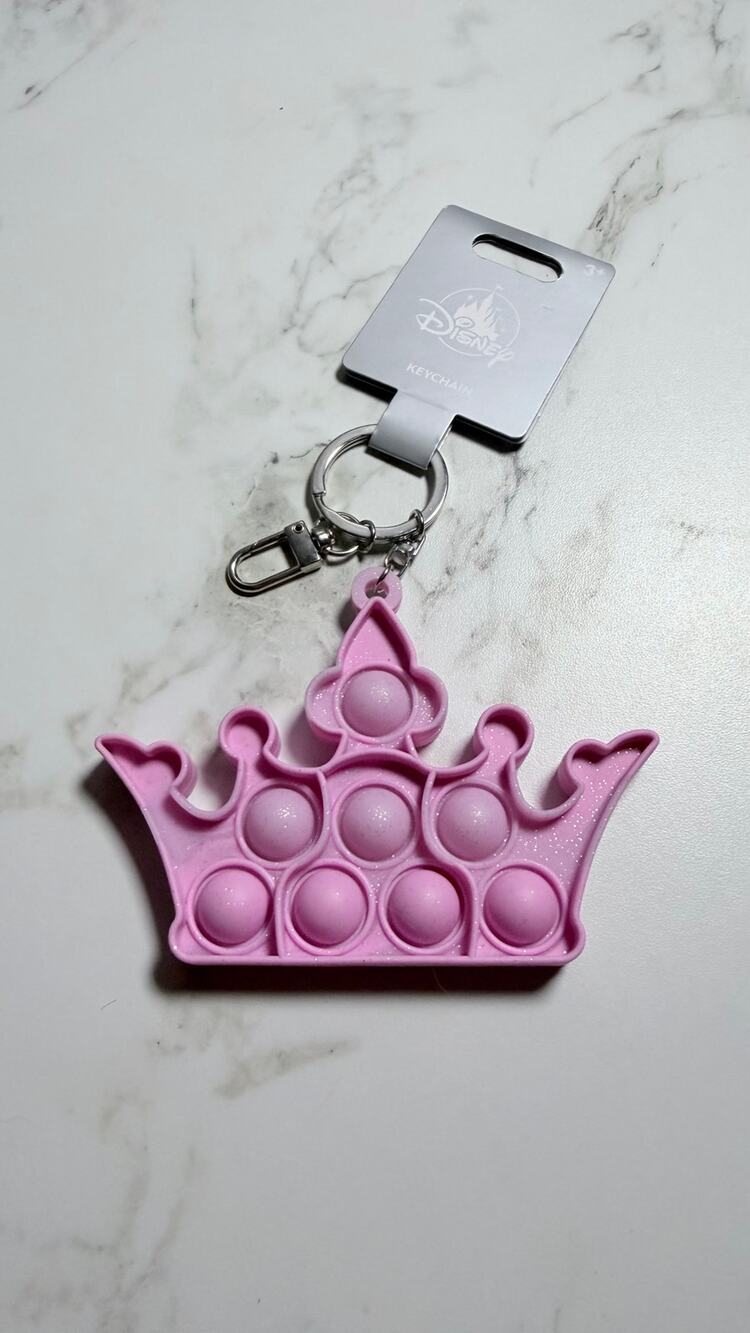 Disney Parks Pink Princess Crown Pop It Charm Sensory Fidget Keychain NEW